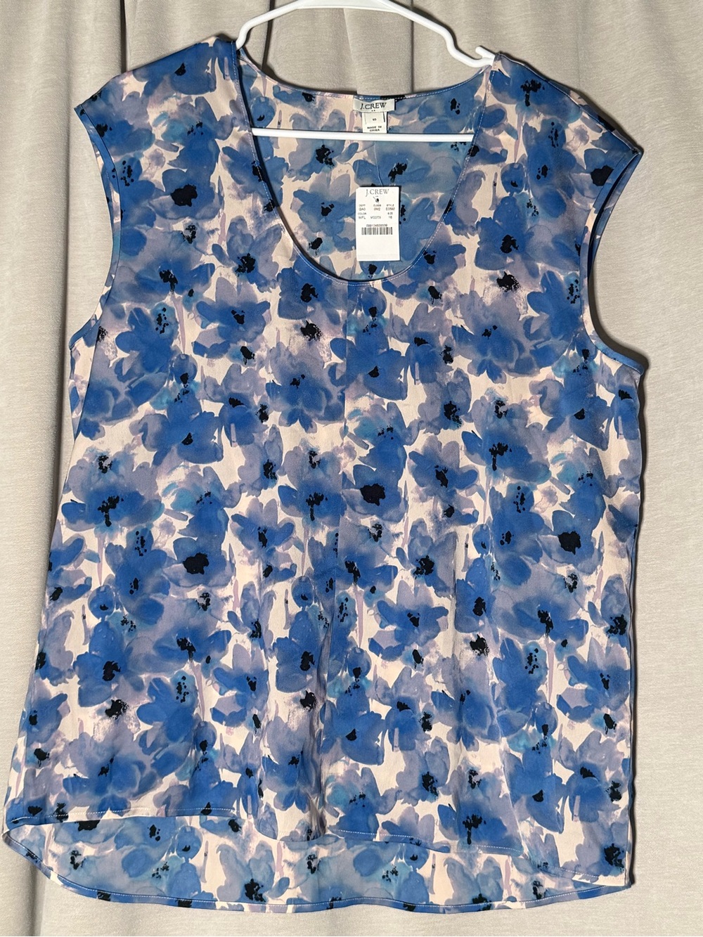 J. Crew Blue Floral Sleeveless Tank Top